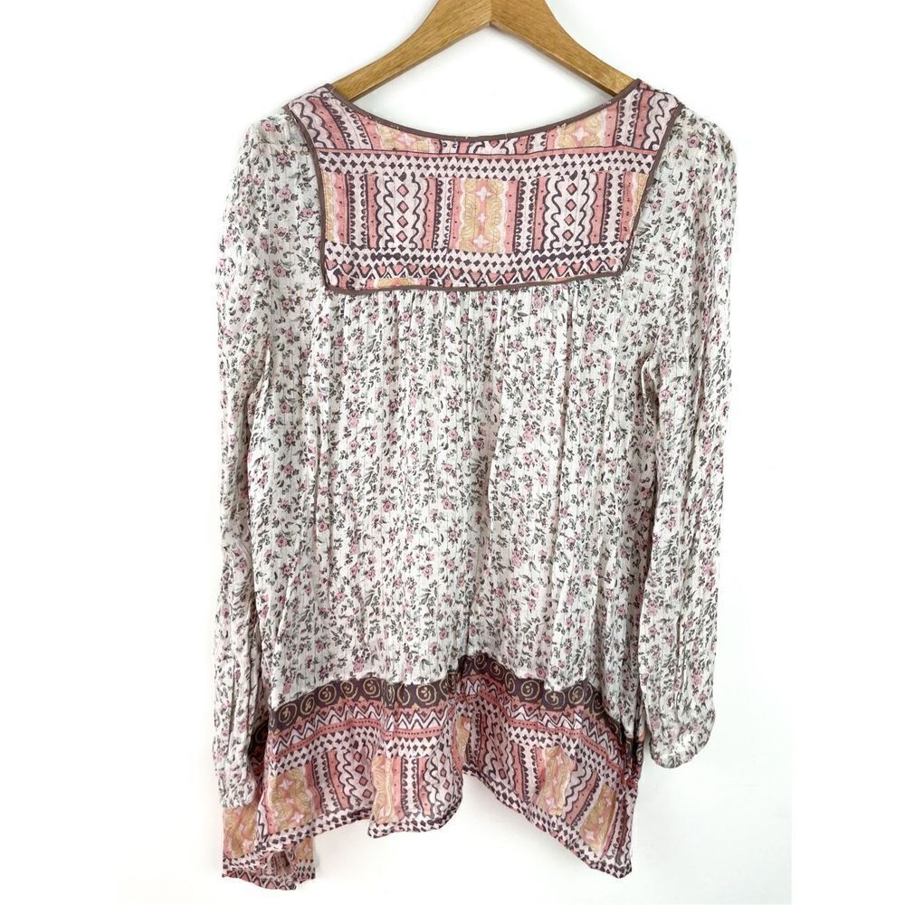 Free People Dream Lover Tunic Boho Peasant Tassel Long Sleeve Blouse with Floral - Picture 10 of 16